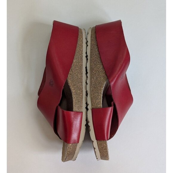 Yokono Mora Wedge Red Leather Cork Sandal Women's Size 9 - Picture 4 of 6